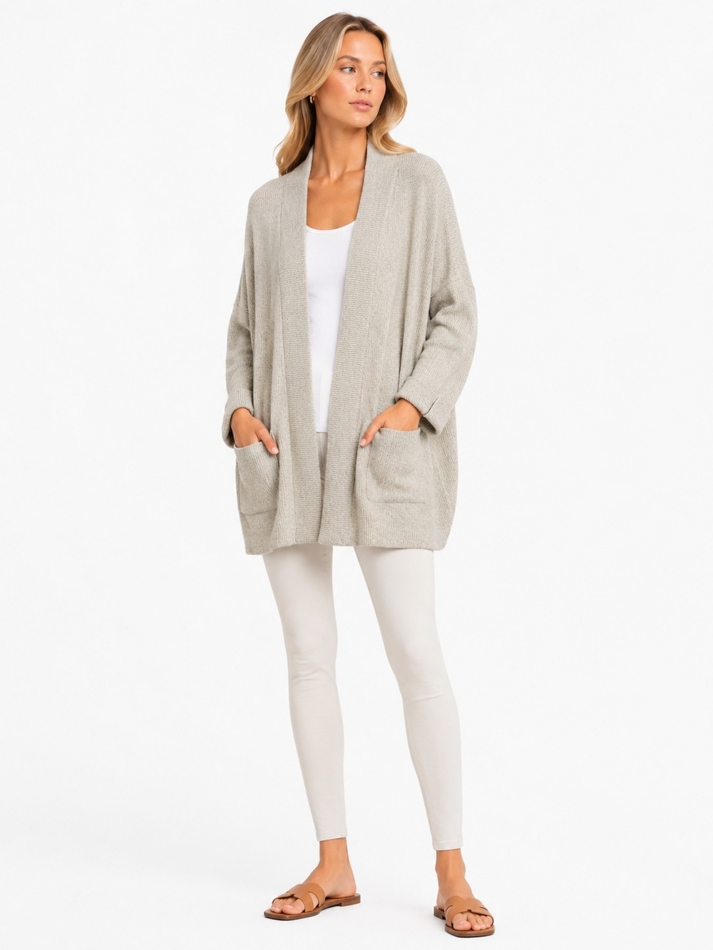 Madewell Size S Open-Front Pocket Cardigan - Light Gray